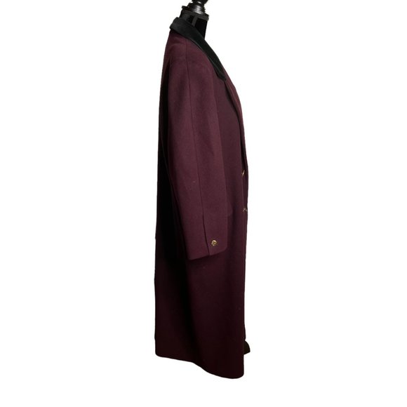 Larry Levine Jacket Womens XL Purple Wool Trench Coat Long Vintage - Picture 4 of 16